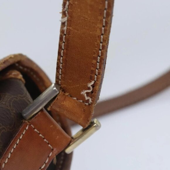 CELINE Macadam Canvas Shoulder Bag PVC Leather Brown Gold Auth 93829 - Picture 11 of 14